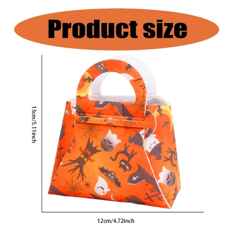 Spooky Pumpkin Felt Handbag Candy Storage Bag Children's Handbag for Halloween Celebrations and Sweet Treat Gathering