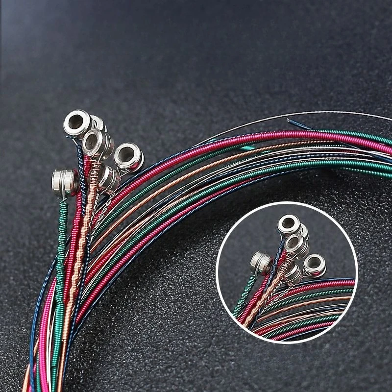 أوتار الجيتار: فوسفور برونزي، ملون، نحاس، مطلي بالفضة، مجموعة واحدة من 1-6 # ، مع قطع الغيار 1-3 #   متضمن كهدية