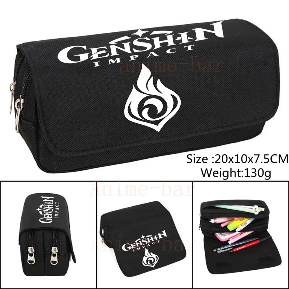 Game Genshin Impact Element Pencil case Student School Supplies Anime Stationery Box High-Capacity Makeup Cosmetic Bag