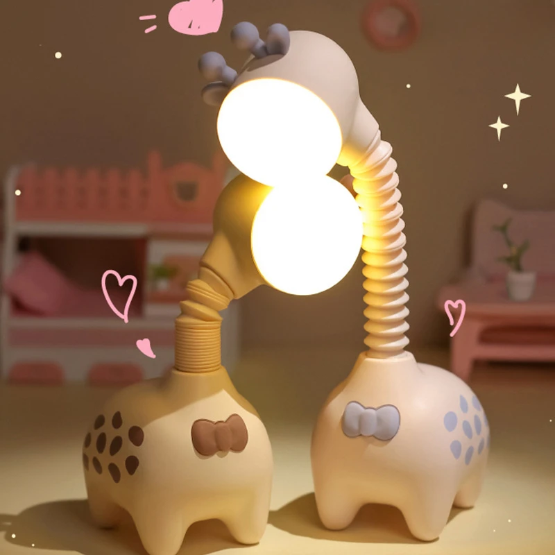 Fun Cartoon Cute Pet Cute Giraffe Night Light Decompression Toy Decoration Desktop Ornament Eye Protection Desk Lamp