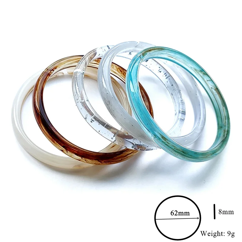 8mm Wide Acrylic Bangles for Women Inside Diameter 62MM Summer Small Thin Personality Fashion Resin Bracelets Hand Jewelry B08