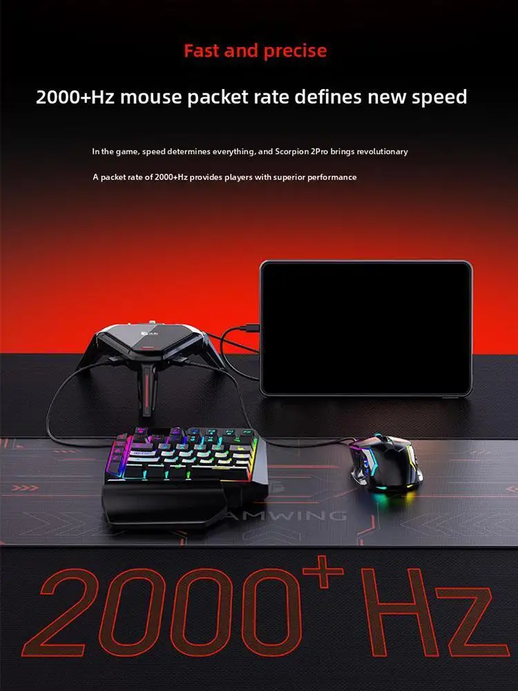 GAMWING Scorpion Demon 2Pro Tastatur- und Mauskonverter 2000+Hz Mauspaket Geschwindigkeit Mobiles Spiel PUBG Thron Peripherieartefakt
