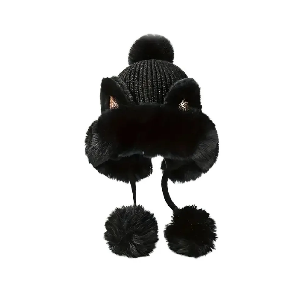 

Leisure Fluffy Cat Ears Beanie Woolen All-match Winter Plush Hat Knitting Warm Ear Protection Hat Outdoor