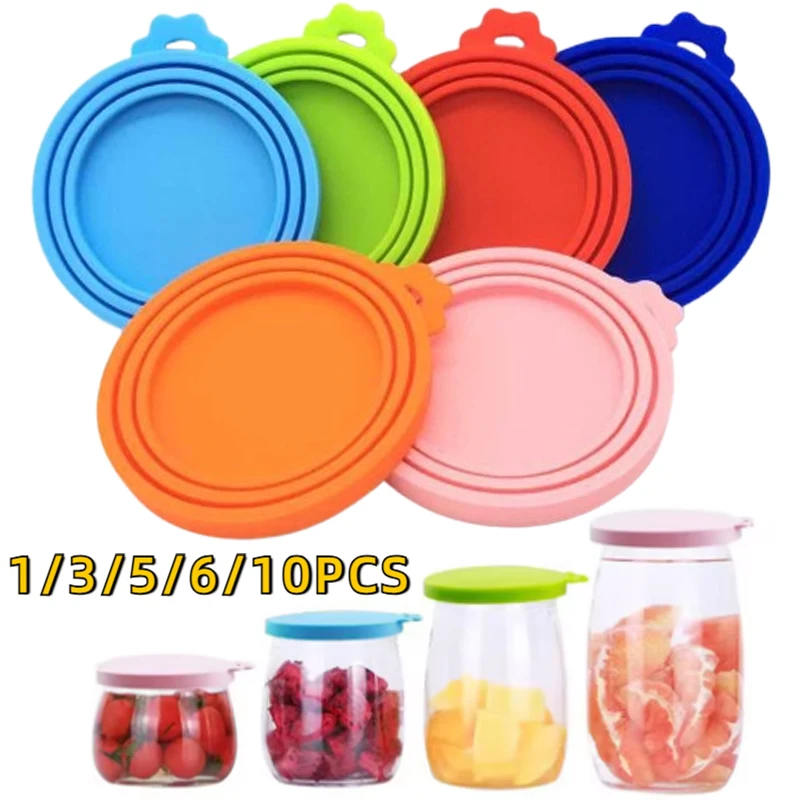 1-10PCS Wiederverwendbare Silikon Konserven Deckel Versiegelt Feeder Lebensmittel Können Deckel Für Welpen Hund Katze Lagerung Kann Deckel abdeckung Deckel Gesundheit Haustier Täglich