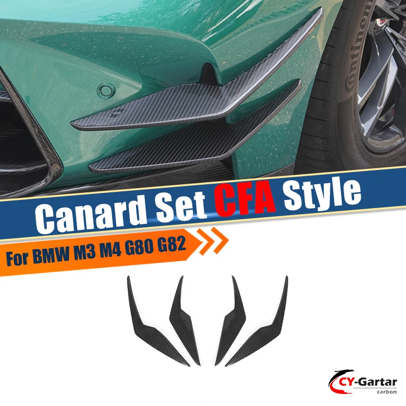 

Передний бампер, боковые крылья, углеродное волокно, стиль CFA для BMW M3 G80 G81 M4 G82 2021-2025, бампер из углеродного волокна, детали Canard Winglet Fins