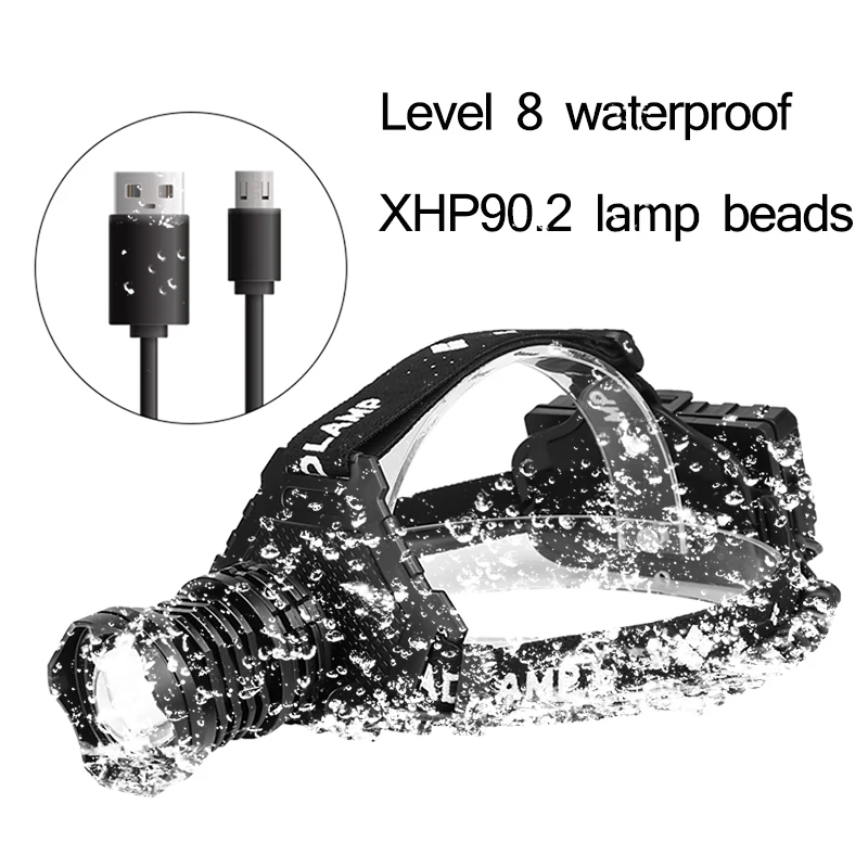 Z20 Most Powerful XHP90.2 Led Headlamp 8000LM Head lamp USB Rechargeable Headlight Waterproof Zooma Fishing Light Use 18650 Batt