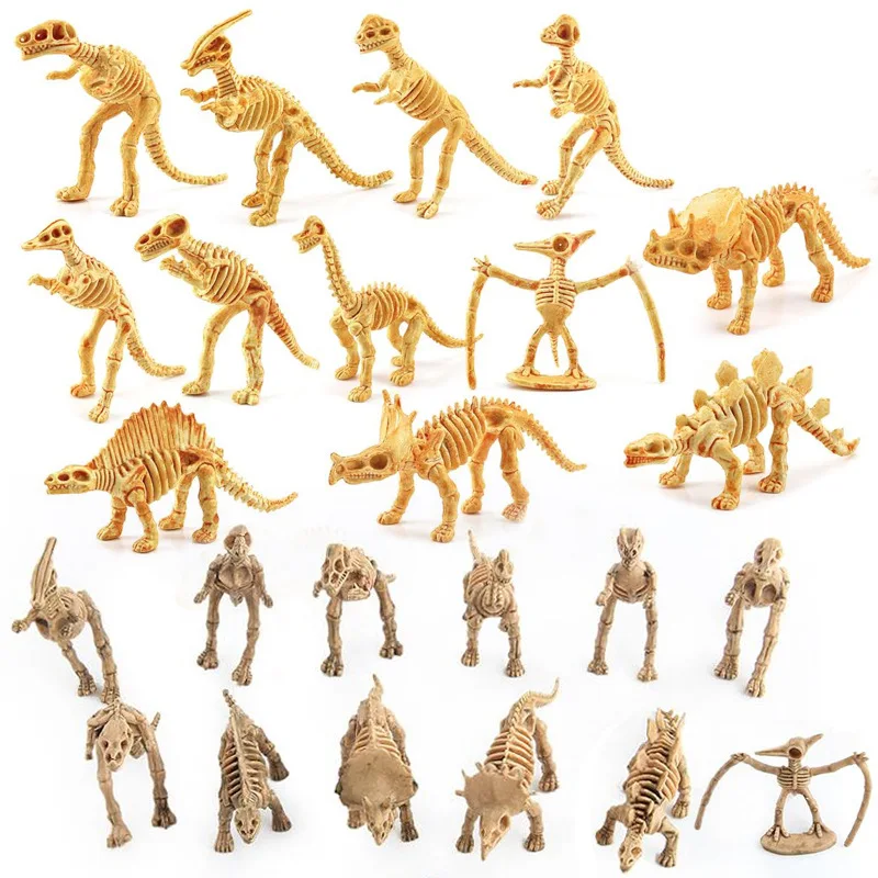 12Pcs Set Simulation Mini Jurassic Dinosaur Skeleton Archaeological Excavation Dinosaur Model Fossils Bones Toy Figures Kid Gift