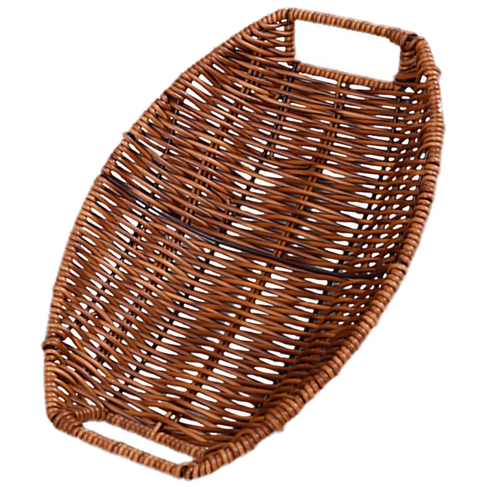 

Fruit Plate Basket Bread Kitchen Snack Storage Woven Fruit Basket Woven PP Portable Smooth Food Decorative