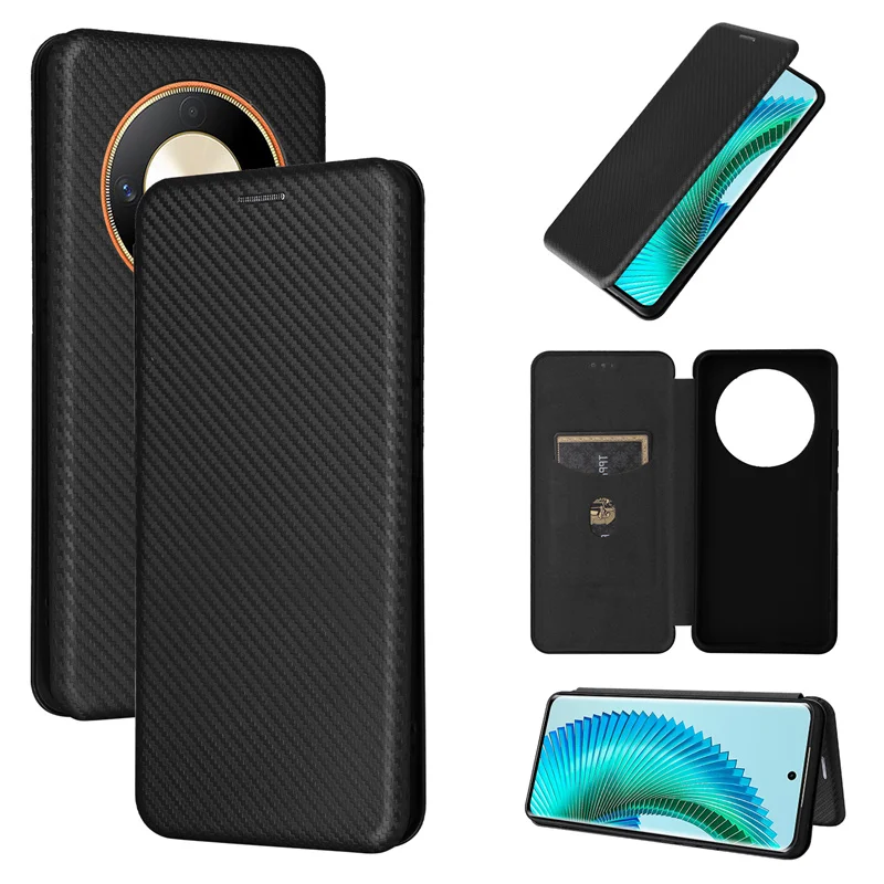 For Honor X9B Case Carbon Fiber Flip Leather Case For Huawei honor X9B honorX9b 5G Business Magnetic Wallet Card Slot Slim Cover