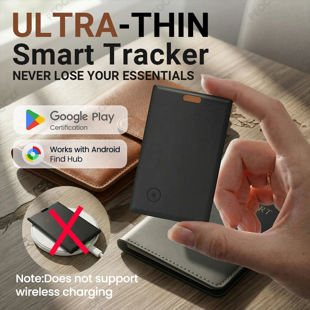 Slim Wallet Tracker Card Smart Tag Work with Google Find Hub (NOT for IOS or Huawei) Bluetooth Search Locator Wallet Finder Card