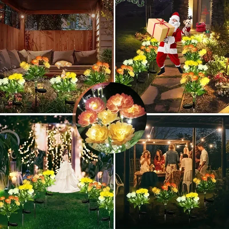 رمضان 2025 الإضاءة الشمسية في الهواء الطلق حديقة ضوء الثلوج لوتس زهرة مصباح حديقة لساحة فناء زهرة مصباح حفلة الزفاف عيد الأم