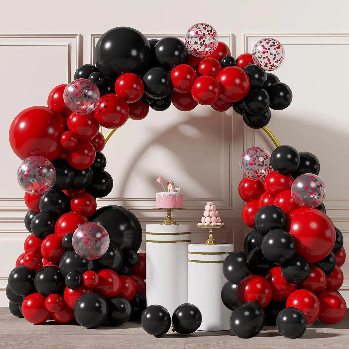 Red Black Balloons Garland Arch Kit Black Red Confetti Balloon Wedding Birthday Party Game Baby Shower Decoartion Globos