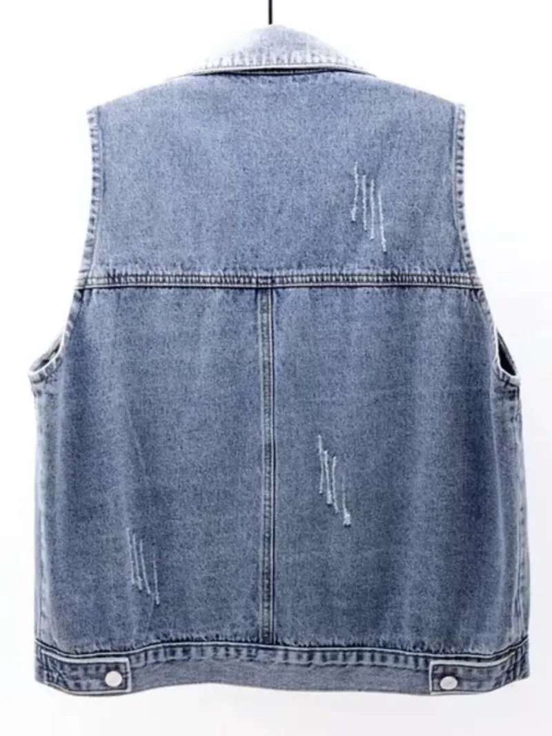 Spring and summer new denim vest women\'s short Korean version loose and versatile large pocket sleeveless vest jacket waistcoat