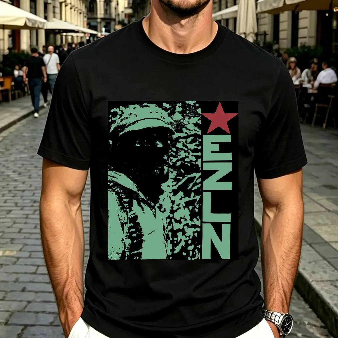 washed T Shirt New Rare EZLN Star Zapatista Comandante Marcos Emiliano Zapata Retro Doublesided Vintage Style vintage Washed