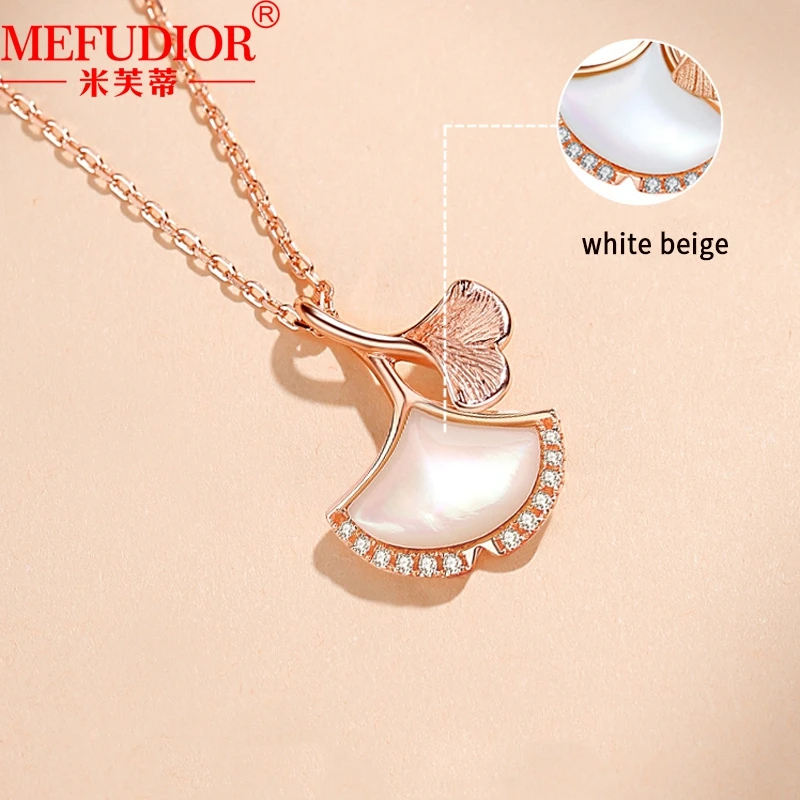 18K Gold Apricot Leaf Necklace White Beige Necklace 45cm Rose Gold Chain Moissanite Pendant Women Luxury Jewelry Party Gift