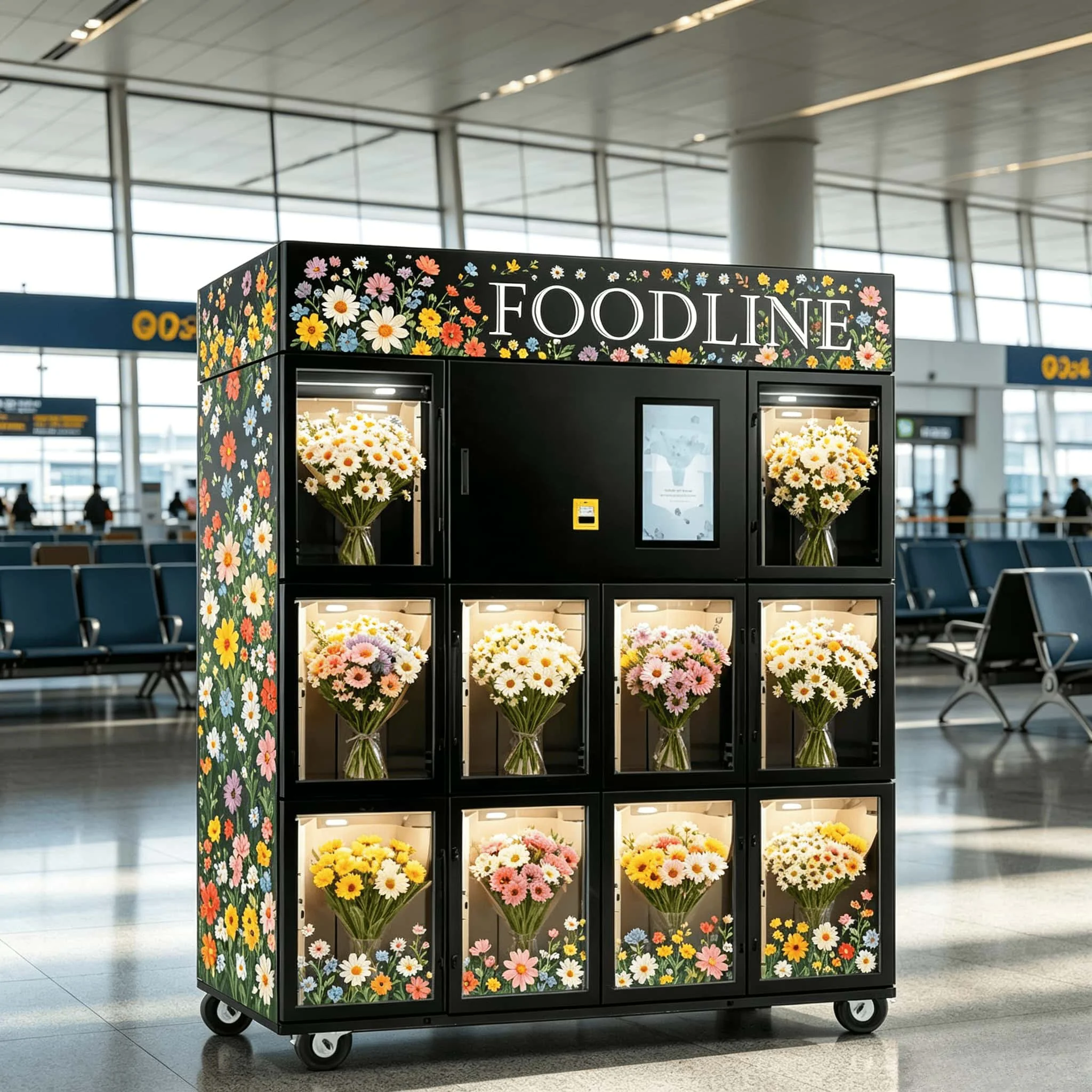 FOODLINE Scenic Spot Intelligent Flower Vending Machine High Definition Screen Fresh Bouquet Storage Locker For Tourist Area
