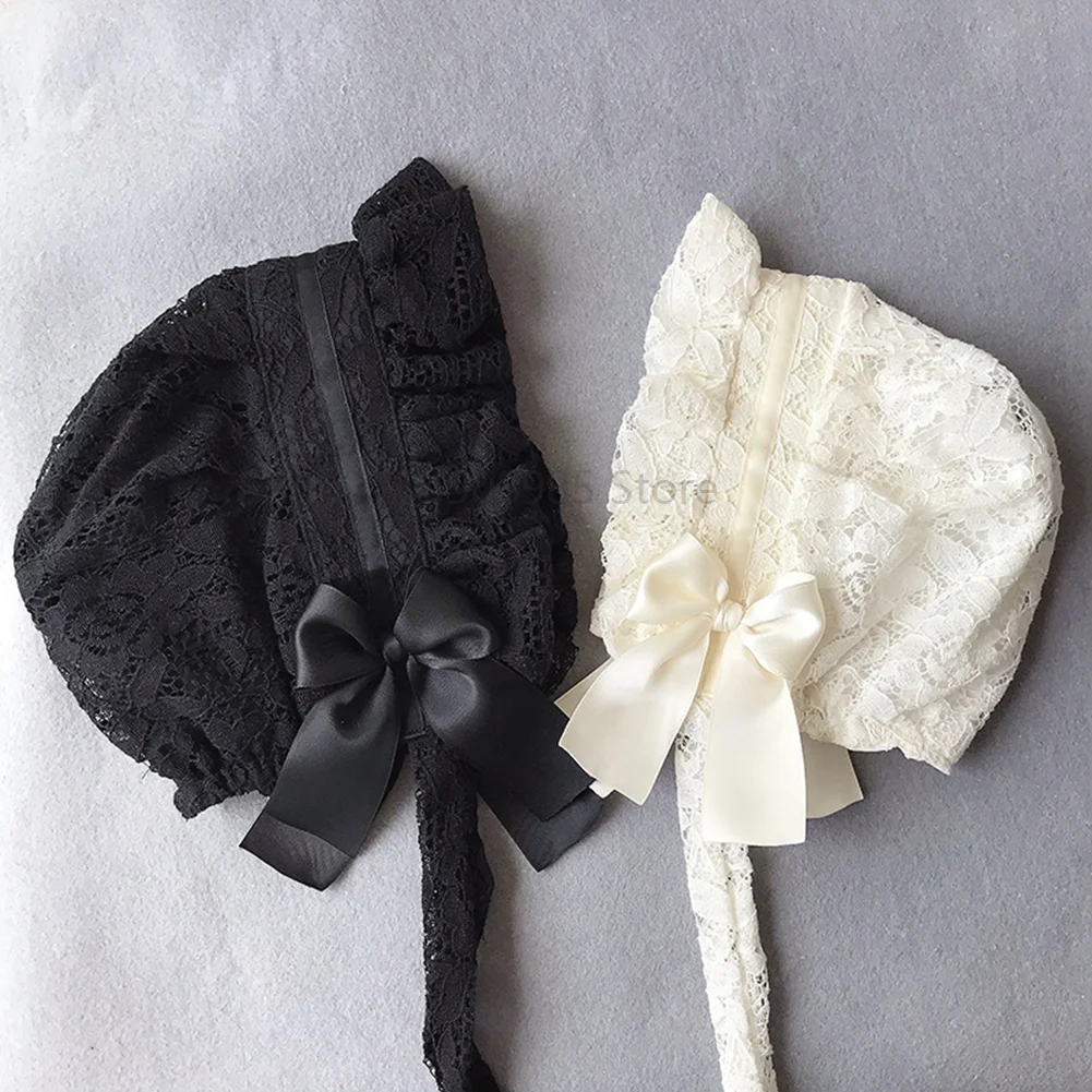 

Retro Adjustable Lace Bonnet Hat Women Soft Victorian Style Village Cap Maid Hats Lolita Girl Costume Accessories Lace Hat