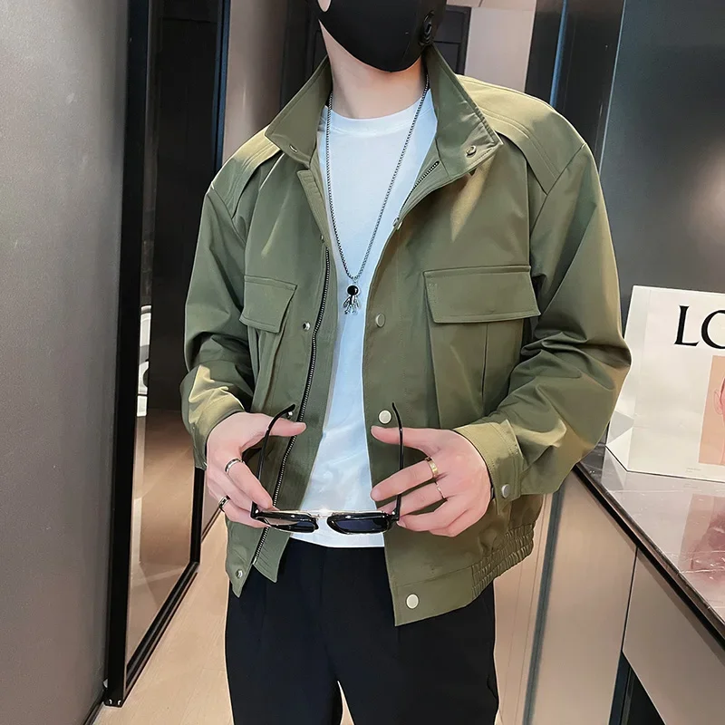 

2023 Men's Spring and Autumn Casual Jacket Fashion Clothing Streetwear Stand Collar Lightweight Male High-quality OverCoats