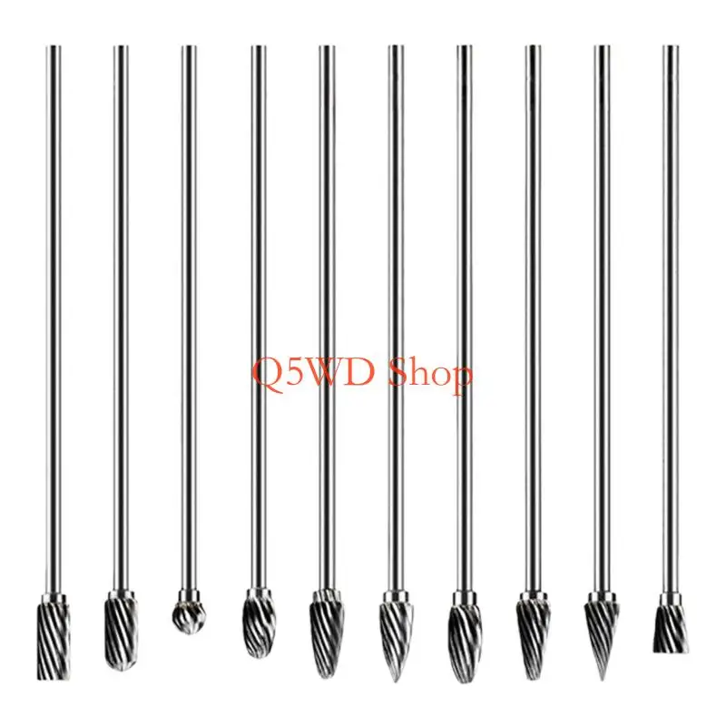 Q5WD 5/10Pcs Alloy Rotary Burrs Cylindrical Grinding Head Engineered for Precisions Machining High Hardness 3mm Shank