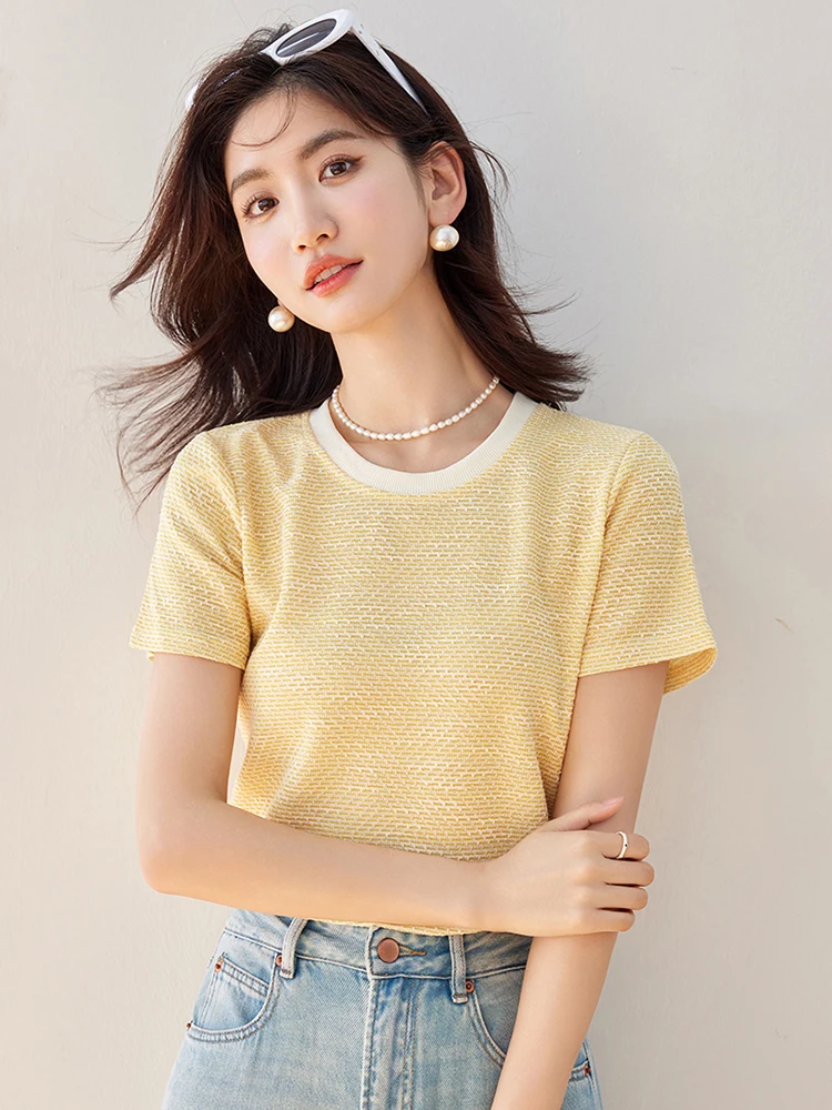 Women Y2k Slim Fit Crop Tops Summer 2024 T-shirts Vintage Aesthetic Short Sleeve Tees Female Clothing Streetwear