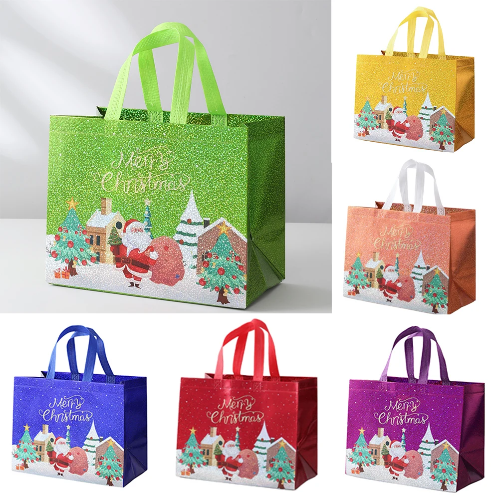 

Christmas Shopping Bag Grocery Bag Shopping Pouch Eco Folding Bag Takeaway Pouch Reusable Laser Christmas Gift Handbags