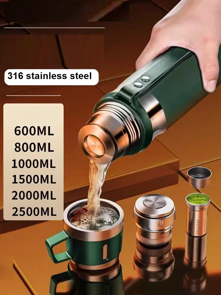 

316 Stainless Steel Insulated Thermos Bottle 500mlL/1000ml Outdoor Travel Coffee Mugs Thermal Vaccum Water Bottle Thermal Mug