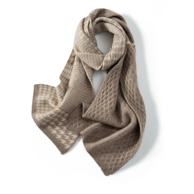 

Модный осенне-зимний толстый шарф из 100% кашемира с цветными блоками, теплая и мягкая вязаная мужская и женская повседневная шаль