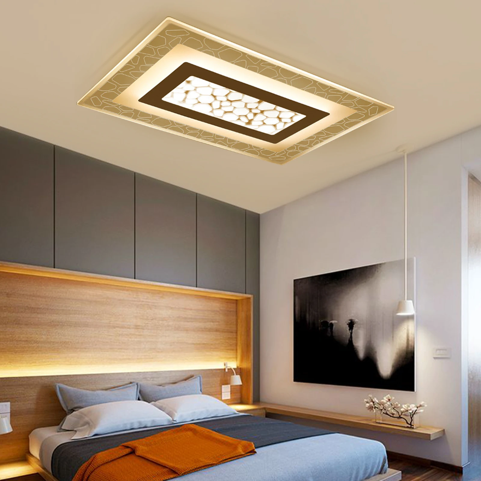 Creative Modern Flush Mount Ceiling Light Rectangular LED Ceiling Light Minimalist Decoration Ultra-Thin Chandelier Ceiling Lamp