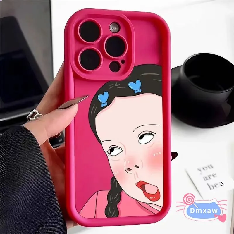 Funny Girl Casing For iPhone 15 14 Plus 13 12 11 Pro Max Xs Max XR X 8 7 Plus SE Silicone Phone Case Funny Cute Girl Phone Cover