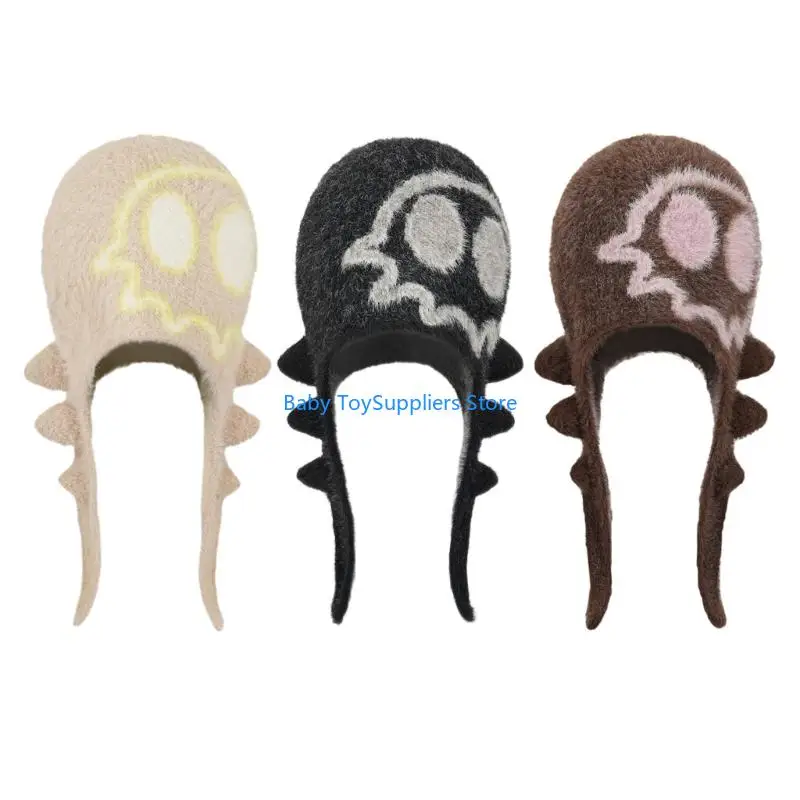 

R1WF модная вязаная шапка с милым пуловером-ушанкой для взрослых женщин и девочек, повседневная одежда