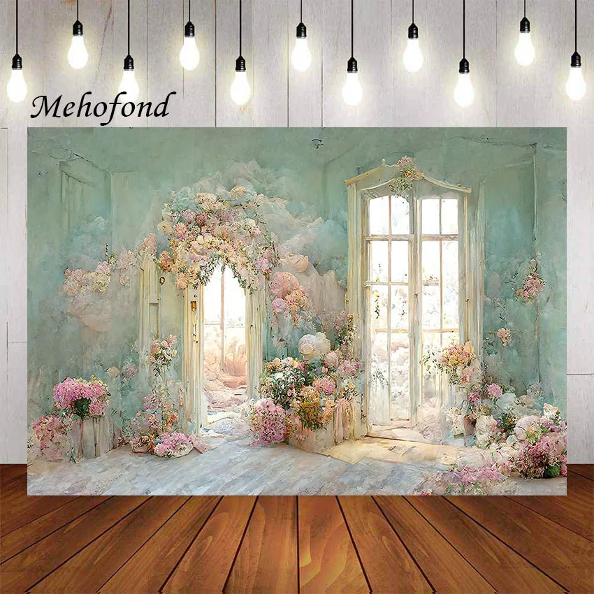 Mehofond Photography Background Vintage Room Oil Painting Flowers Girls Birthday Party Portrait Decoration Backdrop Photo Studio