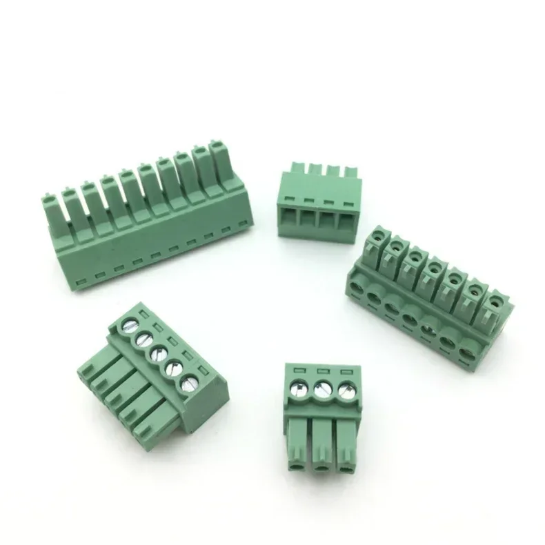 10pcs 10pairs 15EDG 3.81/3.5mm 300V8A 2/3/4/5/6-16P KF2EDG Straight Right Angle Screw Plug In PCB Wire Terminal Block Connector