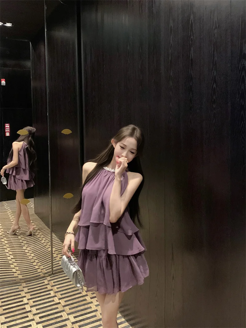 

Chic Pure Color Summer Slimming High Waist Vest And Skirt Set for Women Elegant Linen Two-Piece Outfit without Sleeves