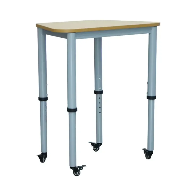for School Furniture Height Adjustable Trapezoidal Table Wood Cooperative Study Desk