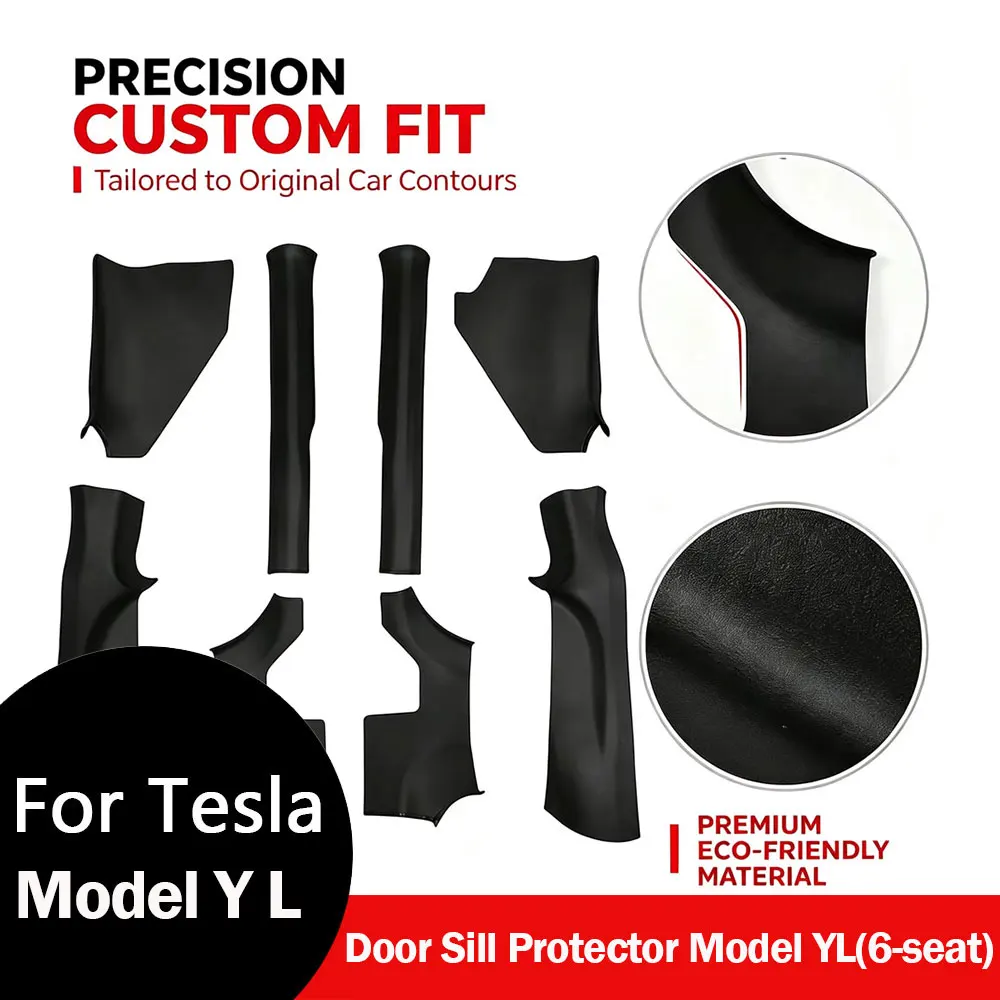 For Tesla Model YL 2026 8PCS Door Sill Protector Door Entry Guard Easy Clean TPE Material Black Model YL(6-seat) accessories