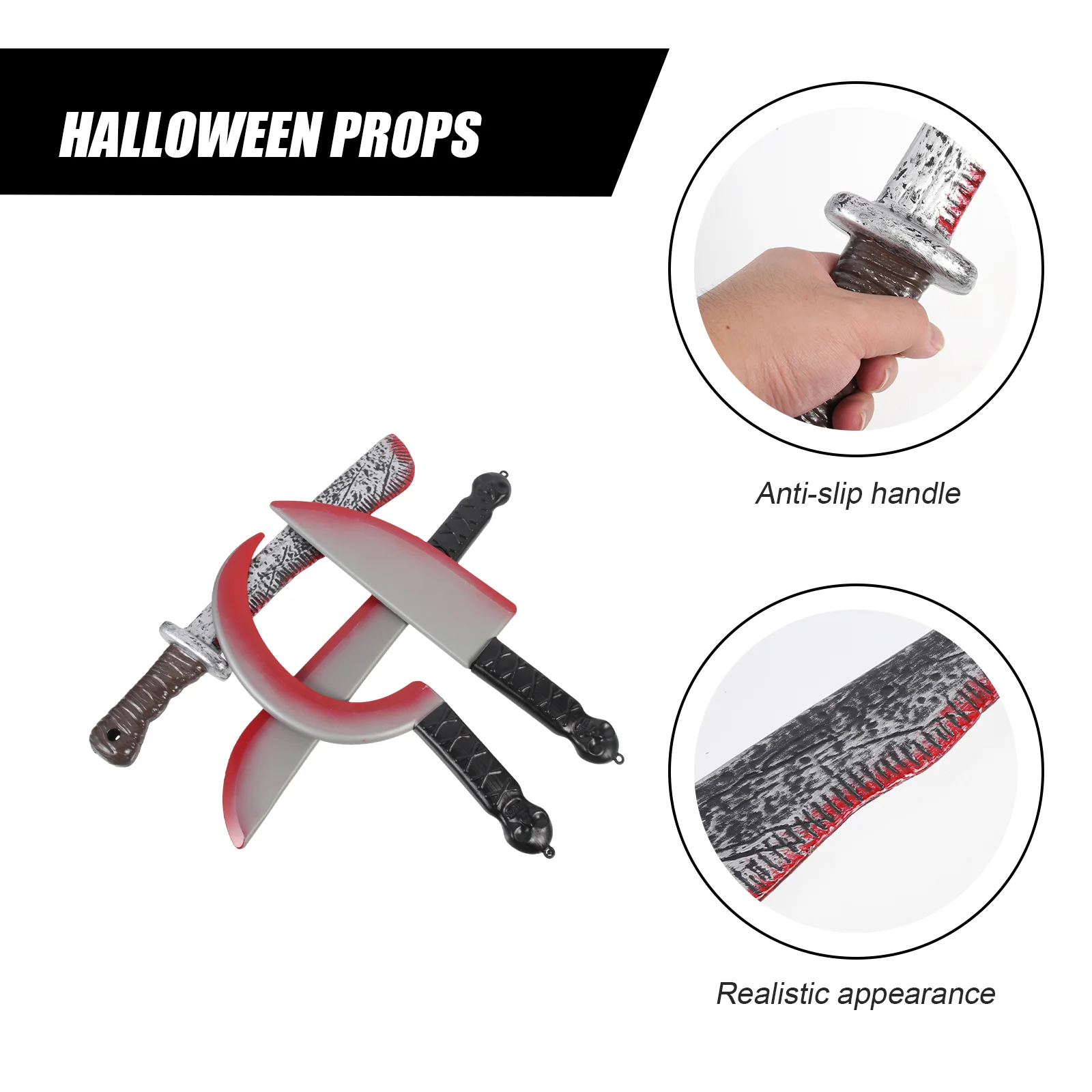 4 Pcs Blood Knife Props Fake Cutters Halloween Bloody Knives Plastic Party Supplies Decorate