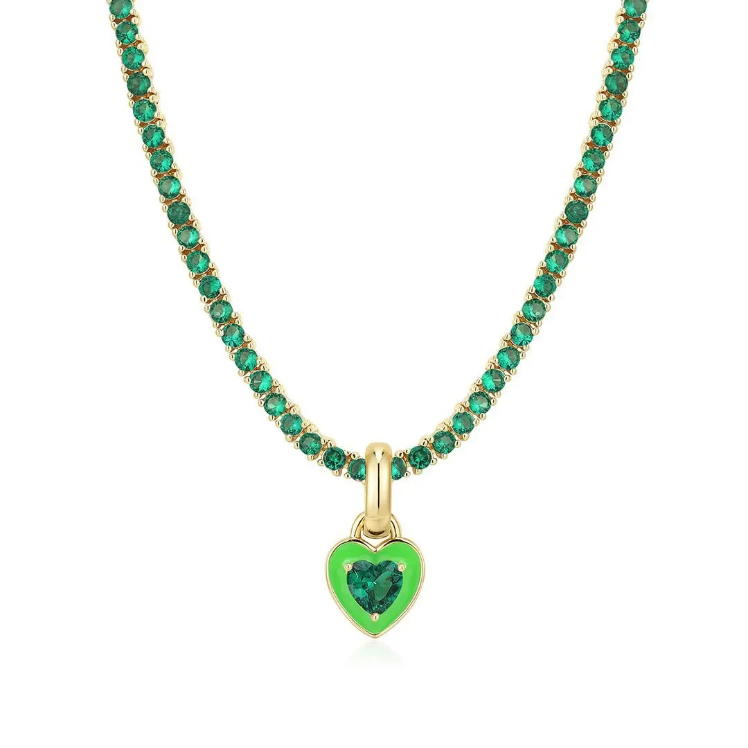 Luxury Sparkling Rhinestone Love Heart Necklace for Women Girls Box Chain Pink Zircon Choker Gift 2026 Trend Jewelry Accessories