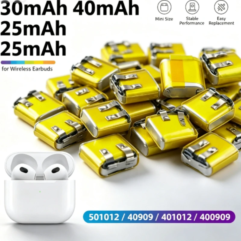 New 3.7V Battery 401012 501010 30mAh 40mAh Bluetooth Earphone Rechargeable Lithium Battery 401012