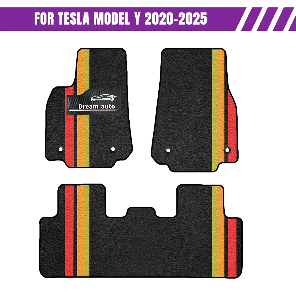 

For Tesla Model Y 2020-2025 Car Mats With Buttons Waterproof Non-Slip Car-Specific Mats Floor Mats Car Interior Accessories