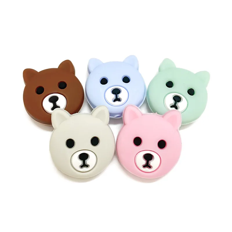 10pcs manufacturer supply silicone bear beads baby pacifier chain necklace teether diy beads Jibbitz pins for crocs pins de