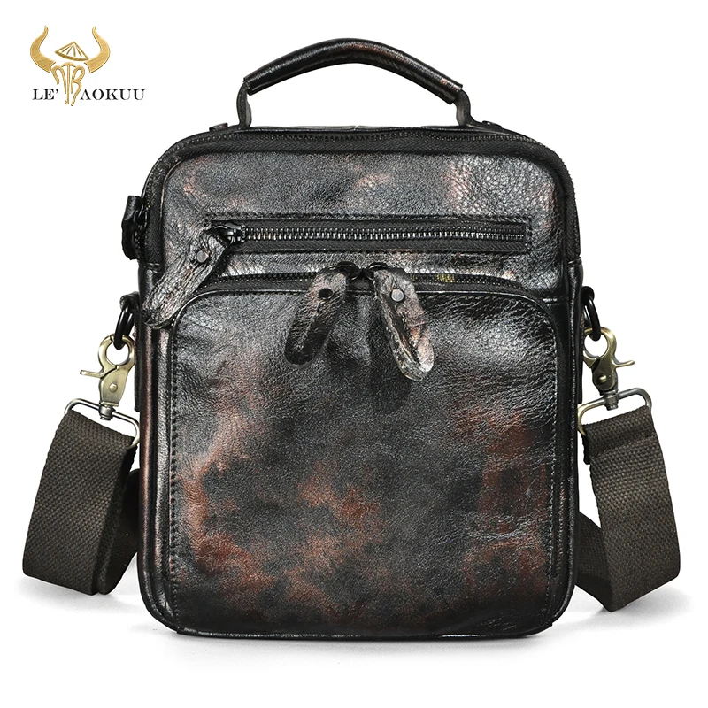 

Real Soft Leather Male Vintage Design Messenger bag Travel Coffee Cross-body Bag 10" Tablet Tote Mochila Satchel bag 8059