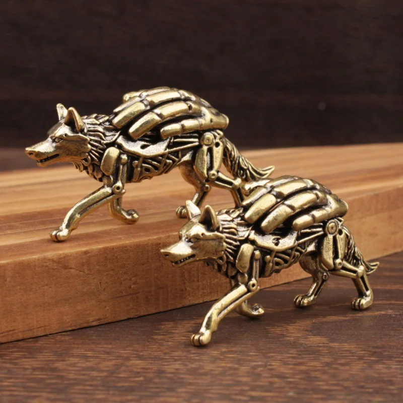 1/2Pcs animal small ornament empty gloves white wolf animal ornament brass handicraft tea pet ornament brass