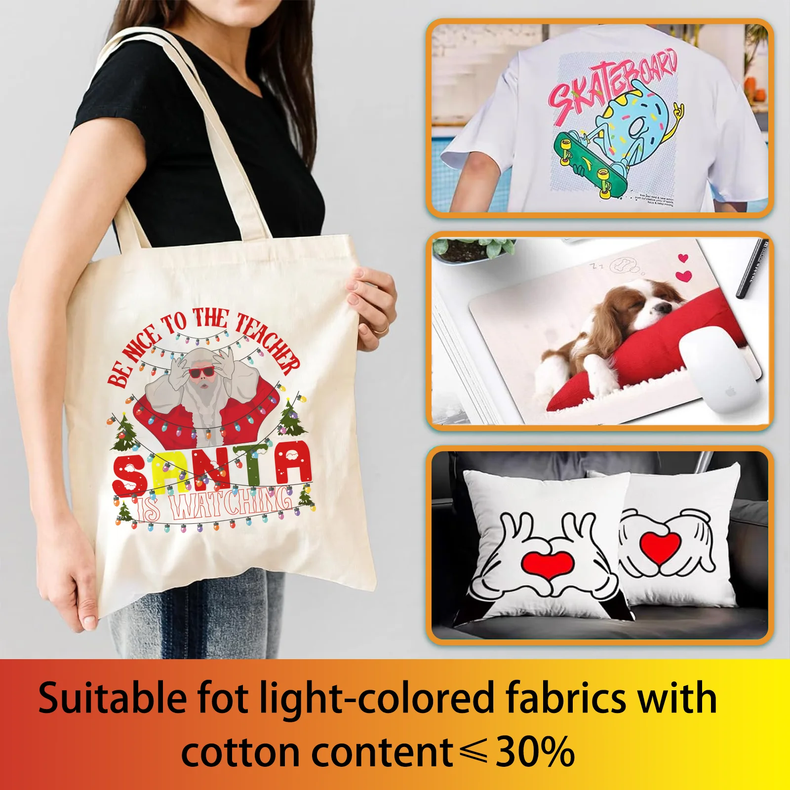 50 Sheets 8.5×11" Sublimation Paper 105g Suitable for Inkjet Printer Can Transfer Patterns to T-shirt & Cup Letter Size