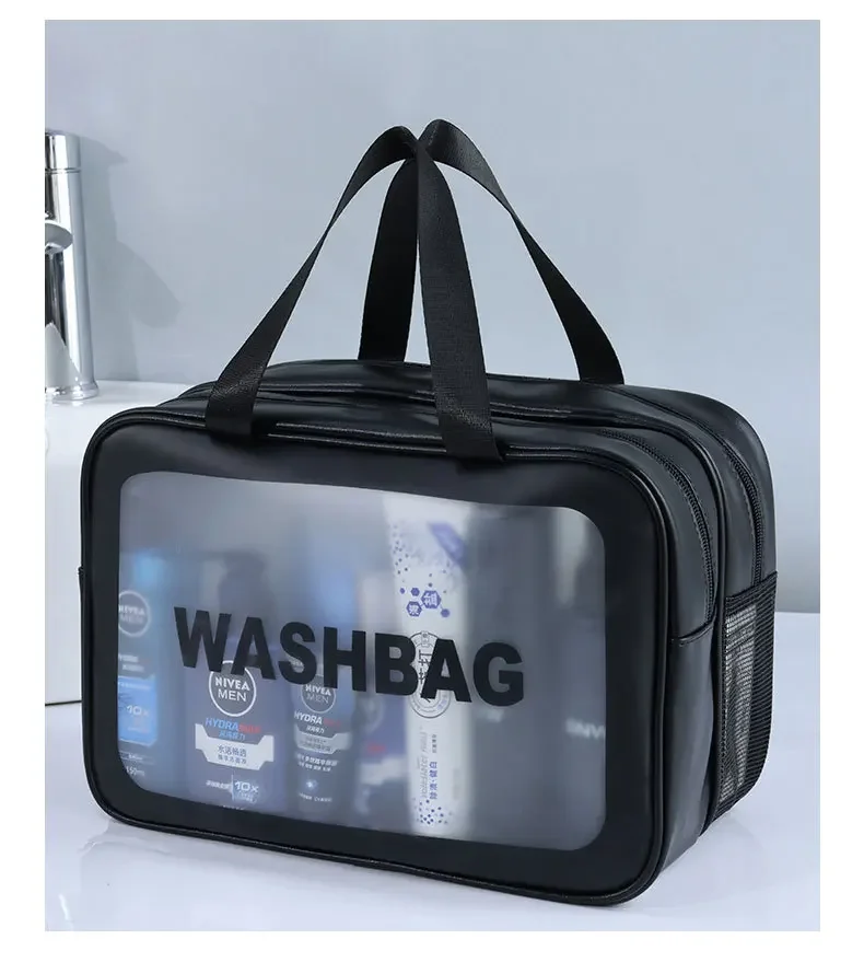 Trocken-Nass-Trennung, doppelte transparente PU-Kosmetiktasche, tragbare Waschtasche, Kosmetik-Aufbewahrungstasche, Reise-, Fitness- und Schwimmzubehör – Detail 13