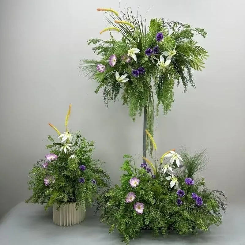 

Wedding flower art simulation flower art decorative props wedding arrangement background romantic landscaping road guide