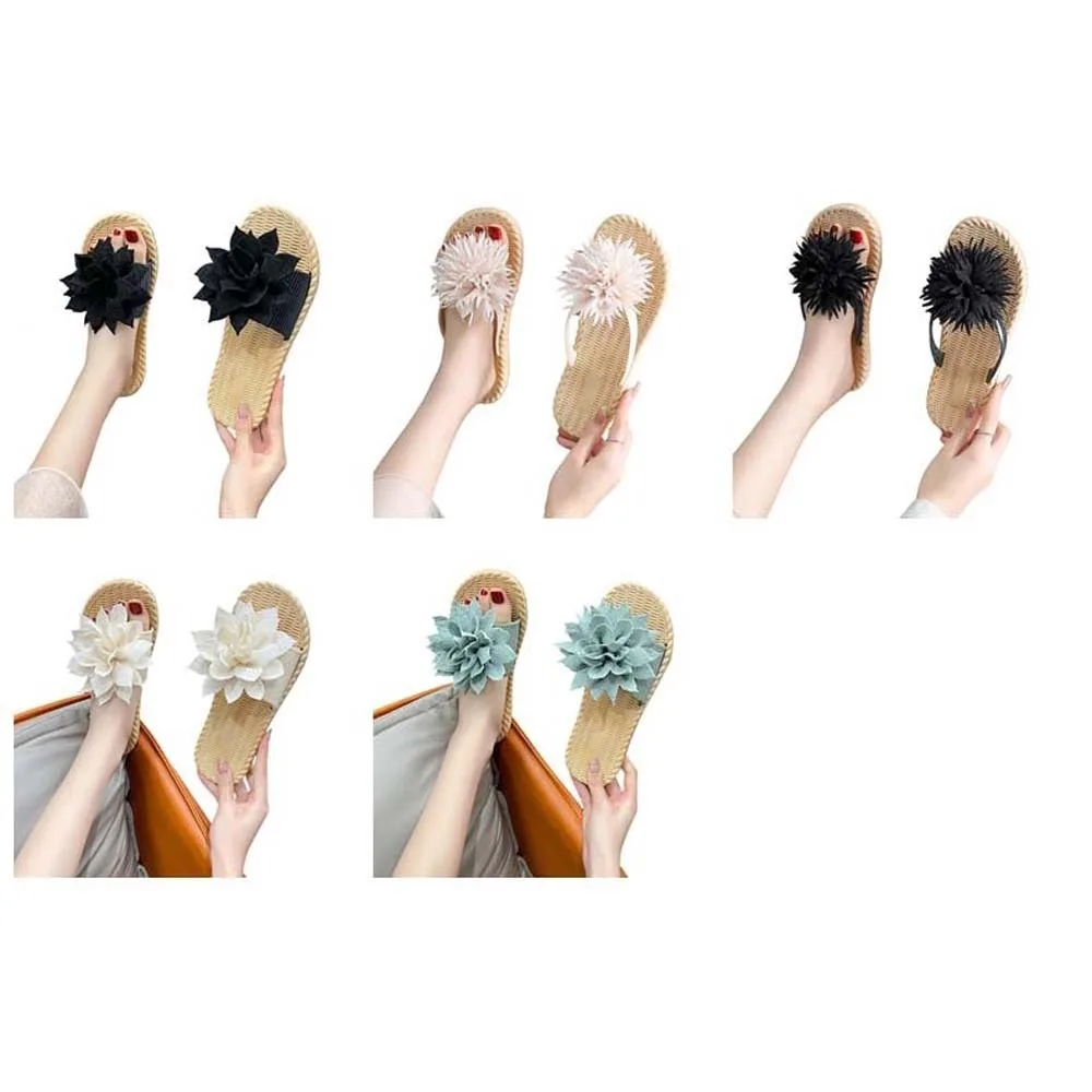 Chanclas informales de tela con flores para mujer, sandalias para vacaciones en la playa, zapatos gruesos, zapatillas de playa para vacaciones, regalo para pareja
