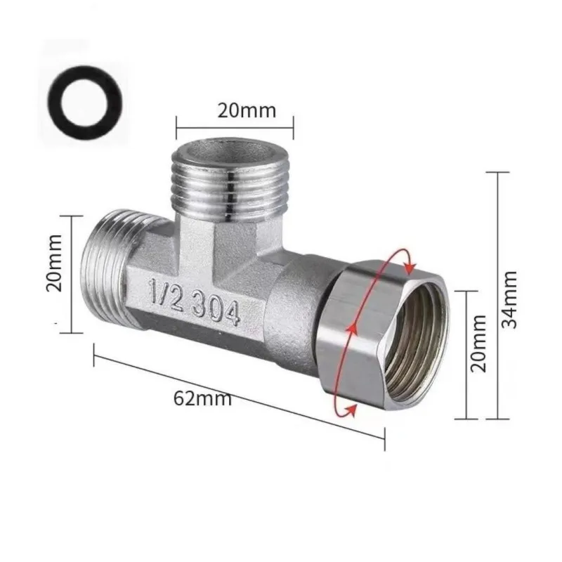 T-Adapter Interface Stainless Steel 3 Ways Valve For Diverter Bath Toilet Bidet Sprayer Shower Head G1/2 Bathroom Accessories