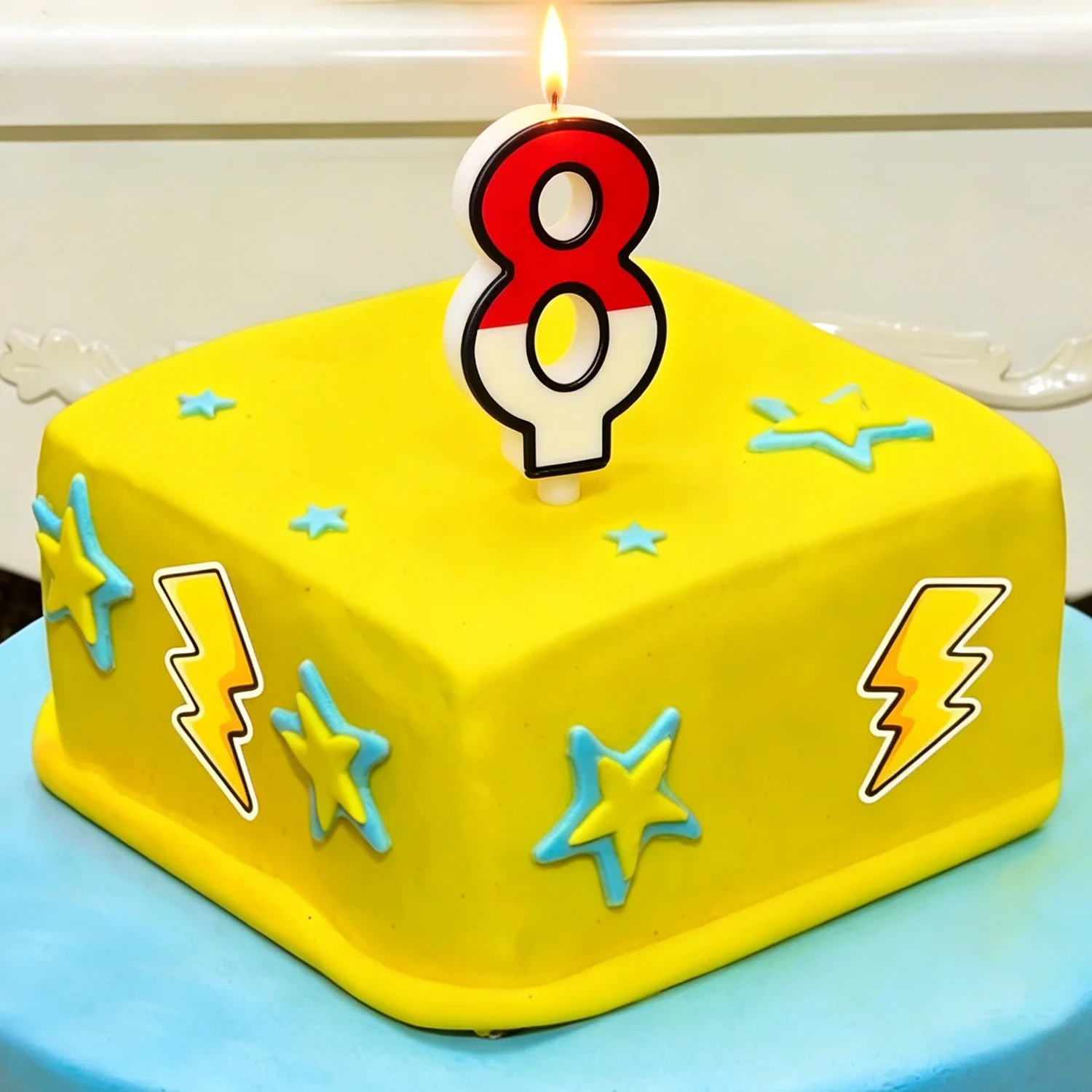 Cartoon Red and White Birthday Cake Candle Numeral Birthday Cake Topper for Animated Decoration Cartoon Party Supplies