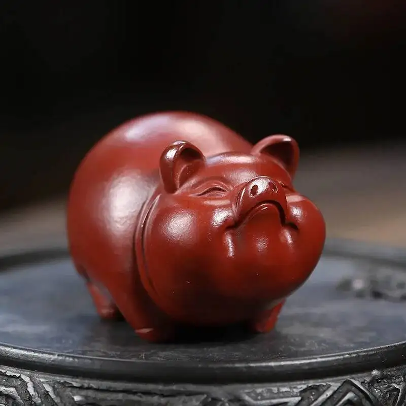 

Purple Clay Tea Pet Ornament Tea Play Zodiac Pig Da Hong Pao Can Be Cultivated to Attract Wealth Small Lucky Pig Tea Tray Tea
