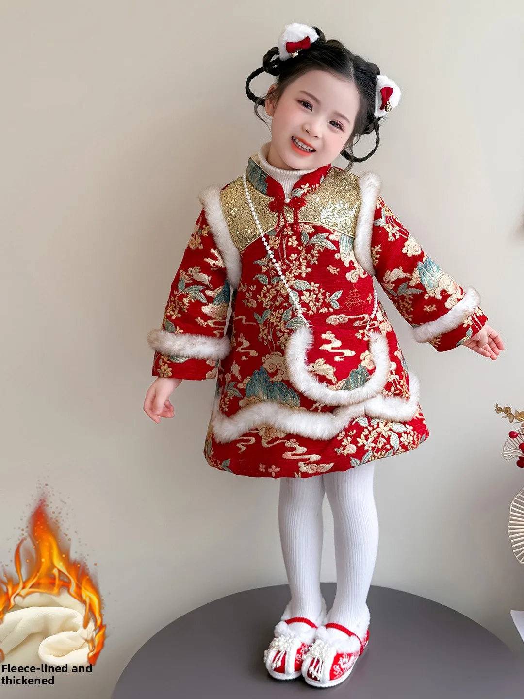 

Сверкающая новогодняя одежда для девочек Dr, красная зимняя детская одежда, национальный фестивальный праздник Dr